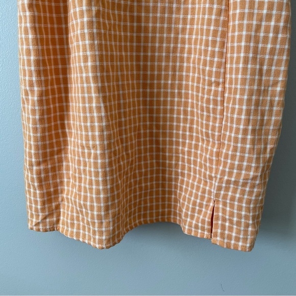NWT Altar'd State Gingham Puff Sleeve Tie Front Mini Dress Apricot size L - Picture 3 of 14